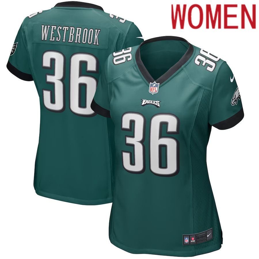 Women Philadelphia Eagles #36 Brian Westbrook Nike Midnight Green Game Retired Player NFL Jersey